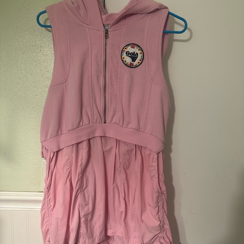 Gola Pink Hoodie shorts jumper with Floral Patch.Especially for Anthropology